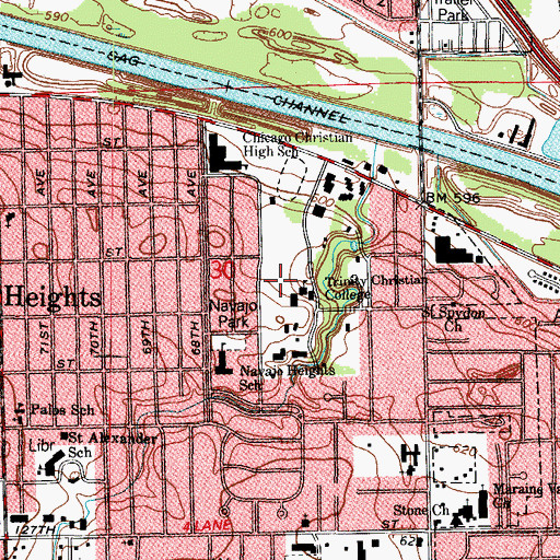Topographic Map of Martin and Janet Ozinga Chapel, IL