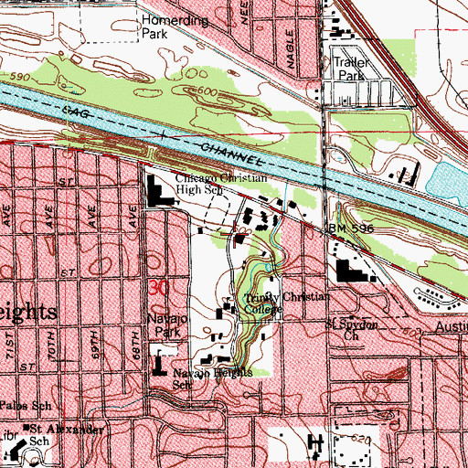 Topographic Map of Mitchell Memorial Gymnasium, IL