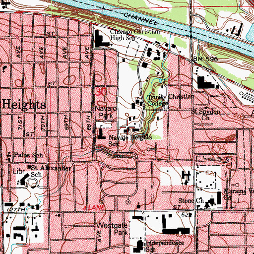 Topographic Map of South Residence Hall, IL