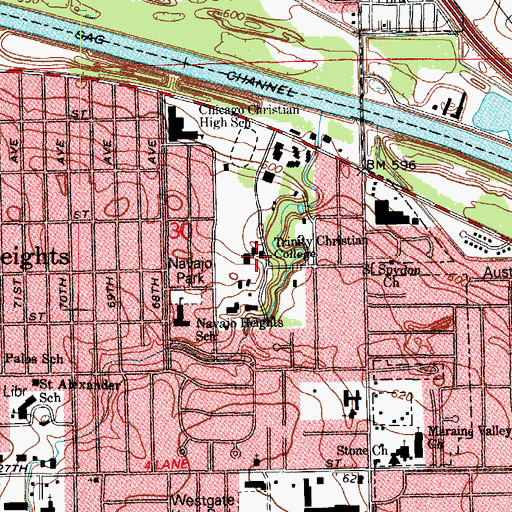 Topographic Map of Vander Velde Hall, IL