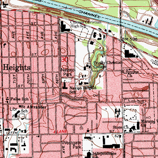 Topographic Map of West Residence Hall, IL