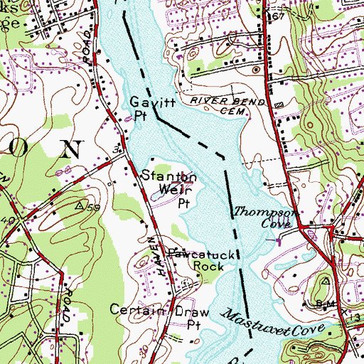 Topographic Map of Pawcatuck River State Wildlife Management Area, RI