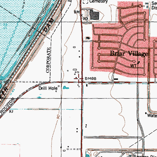 Topographic Map of Village at West Oaks, TX