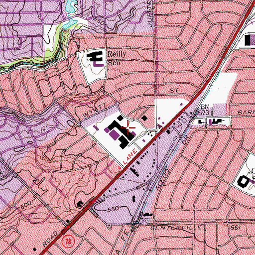 Topographic Map of White Rock Marketplace, TX