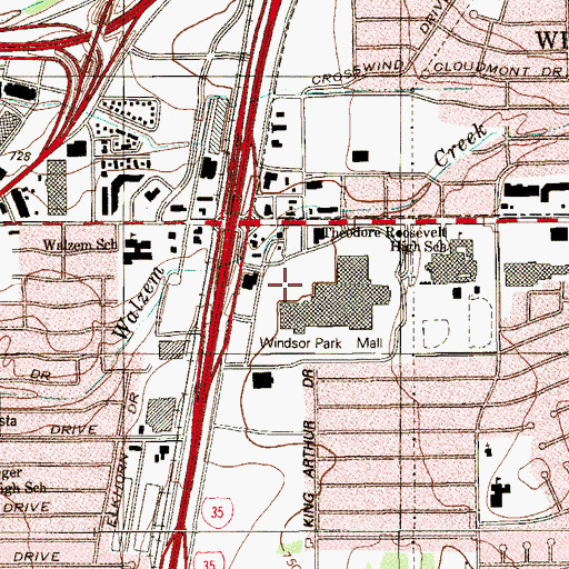 Topographic Map of Windsor Park Shopping Center, TX
