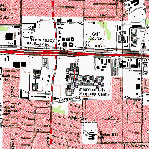 Topographic Map of Memorial City Shopping Center, TX