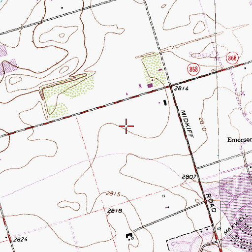Topographic Map of Midland Park Shopping Center, TX