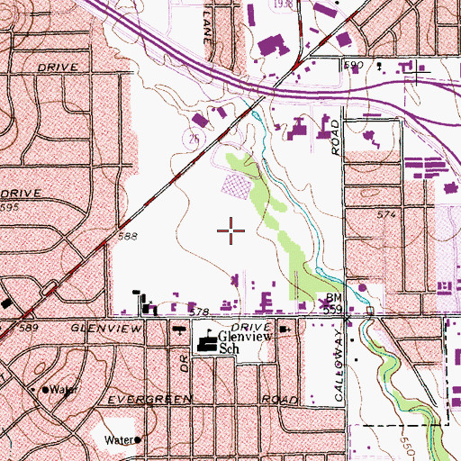 Topographic Map of North Hills Shopping Center, TX