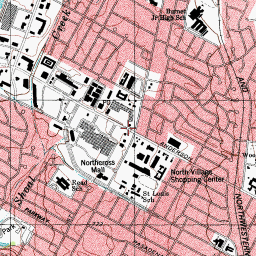 Topographic Map of Northcross Shopping Center, TX