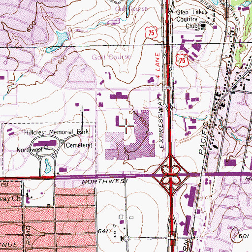 Topographic Map of NorthPark Center, TX
