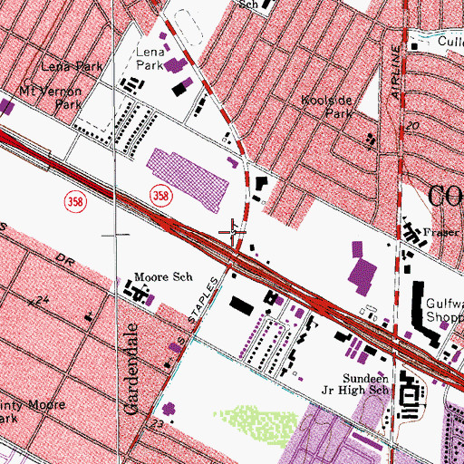 Topographic Map of Padre Staples Shopping Center, TX