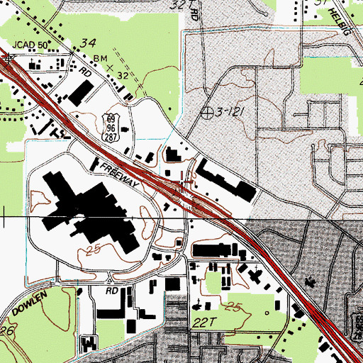Topographic Map of Parkdale Shopping Center, TX