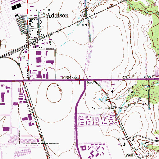 Topographic Map of Prestonwood Shopping Center, TX