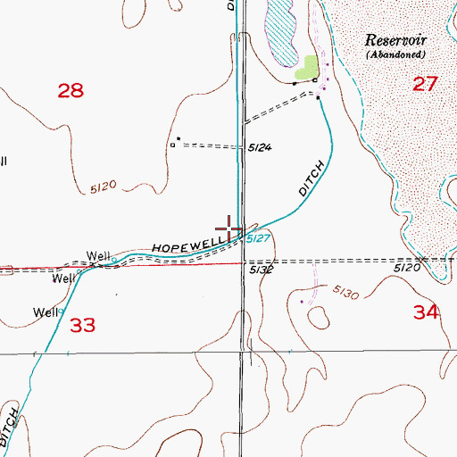 Topographic Map of Hopewell Ditch, CO
