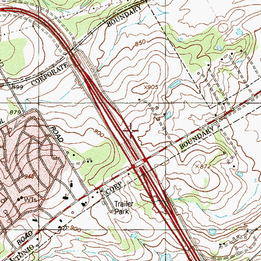 Topographic Map of Rolling Oaks Shopping Center, TX