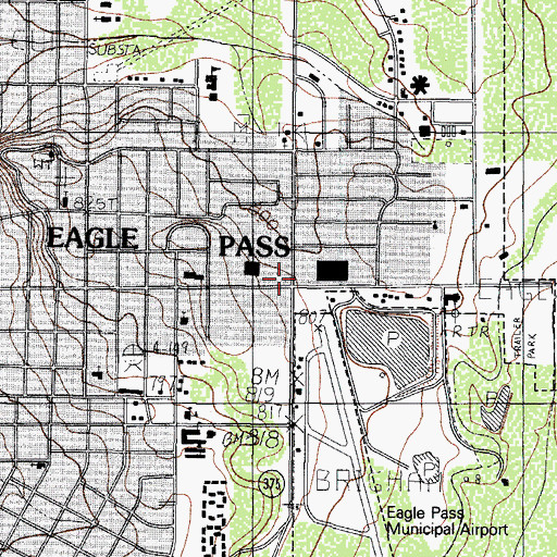 Topographic Map of Shopping Center de las Aguilas, TX