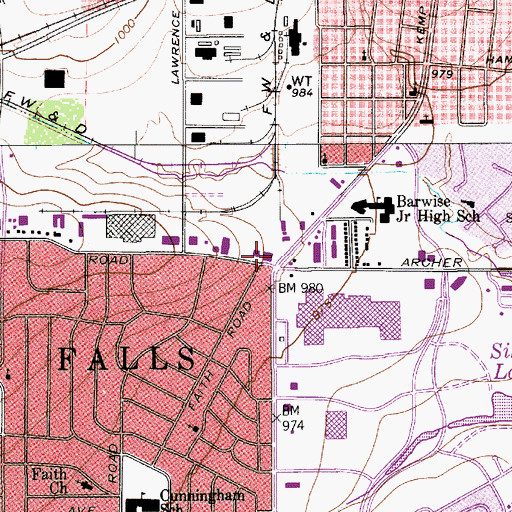 Topographic Map of Sikes Senter Shopping Center, TX