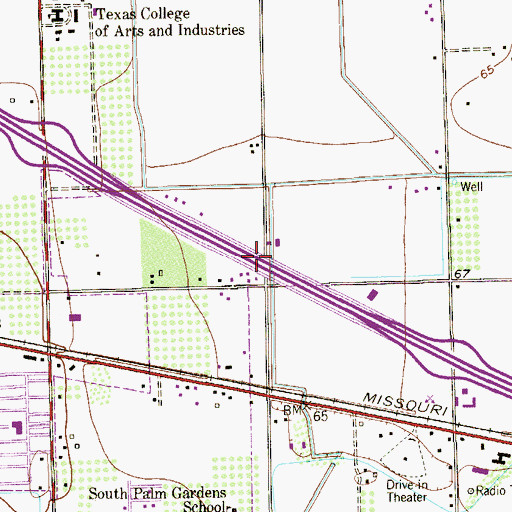 Topographic Map of South Texas Factory Stores, TX