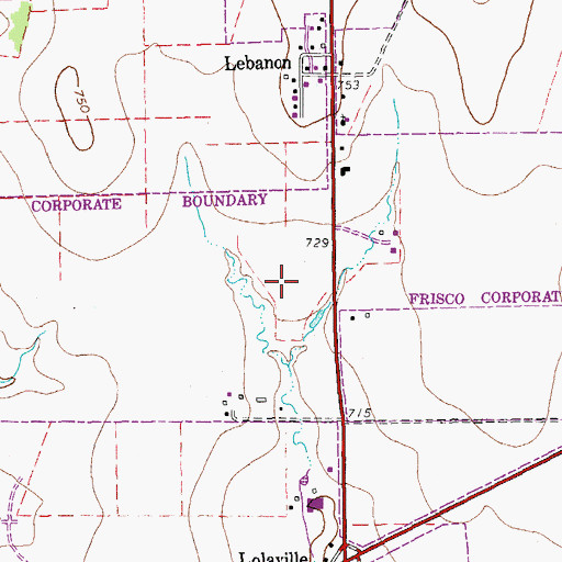 Topographic Map of Stonebriar Centre Shopping Center, TX