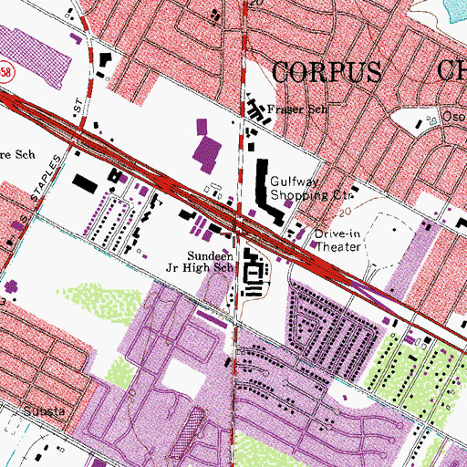 Topographic Map of Sunrise Shopping Center, TX