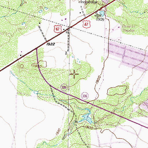 Topographic Map of Sunset Shopping Center, TX