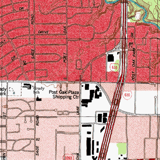 Topographic Map of The Pavilion on Post Oak, TX
