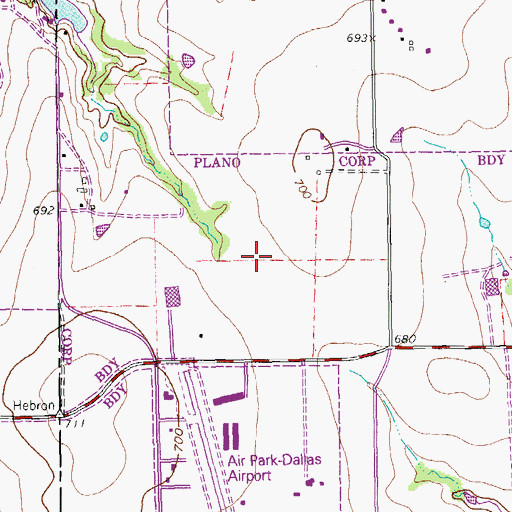 Topographic Map of The Shops at Willow Bend, TX