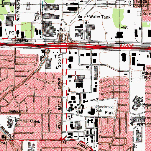 Topographic Map of Town and Country Shopping Center, TX