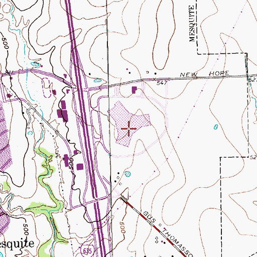 Topographic Map of Town East Centre, TX