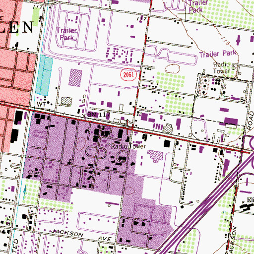 Topographic Map of Las Tiendas Plaza Shopping Center, TX