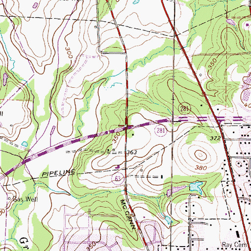 Topographic Map of Longview Shopping Center, TX