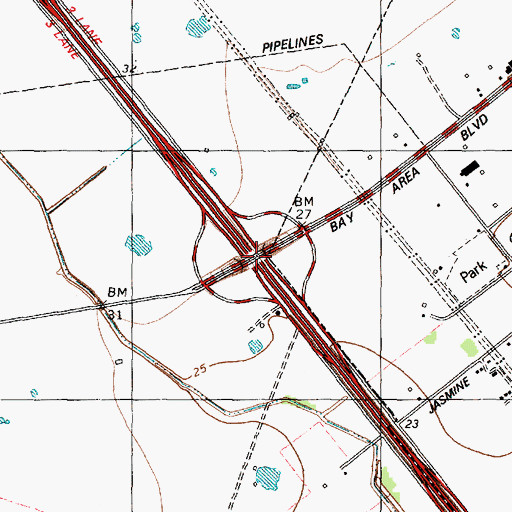 Topographic Map of Baybrook Square, TX