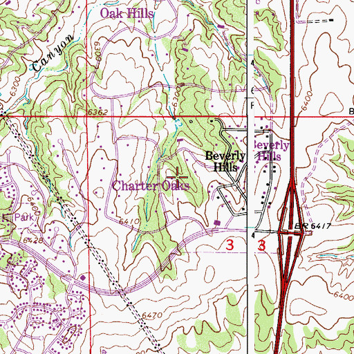 Topographic Map of Beverly Hills, CO