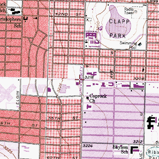 Topographic Map of Caprock Shopping Center, TX