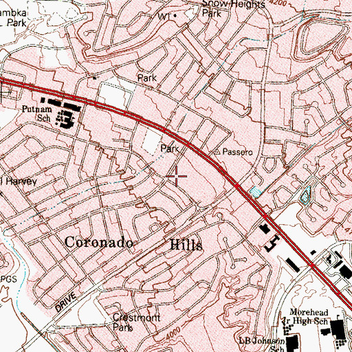 Topographic Map of Coronado Shopping Center, TX