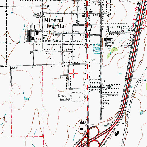 Topographic Map of Crossroads Shopping Center, TX