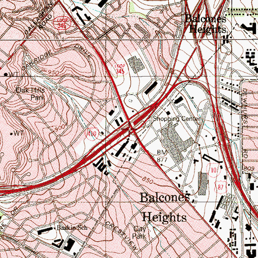 Topographic Map of Crossroads Shopping Center of San Antonio, TX