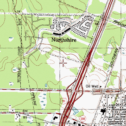 Topographic Map of Deerbrook Shopping Center, TX