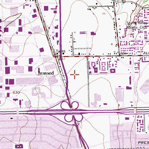 Topographic Map of Galleria Shopping Center at Dallas, TX