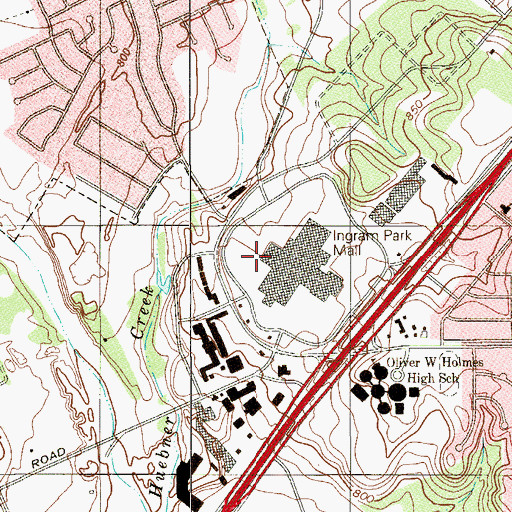 Topographic Map of Ingram Park Shopping Center, TX