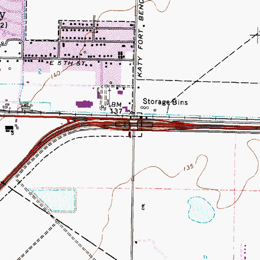 Topographic Map of Katy Mills Shopping Center, TX