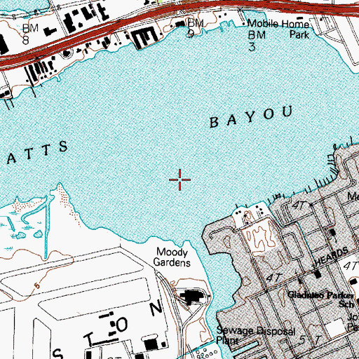 Topographic Map of The Landings of Galveston Marina, TX