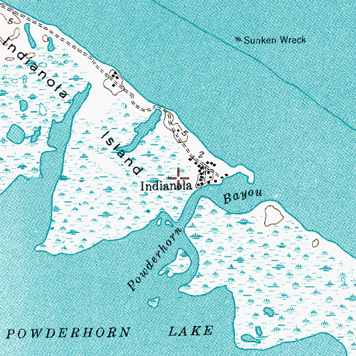 Topographic Map of Indianola Fishing Center Marina, TX