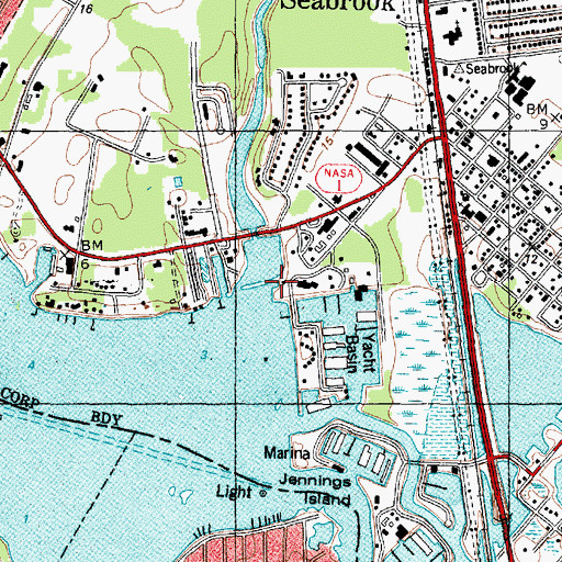 Topographic Map of Lakewood Yacht Club Marina, TX