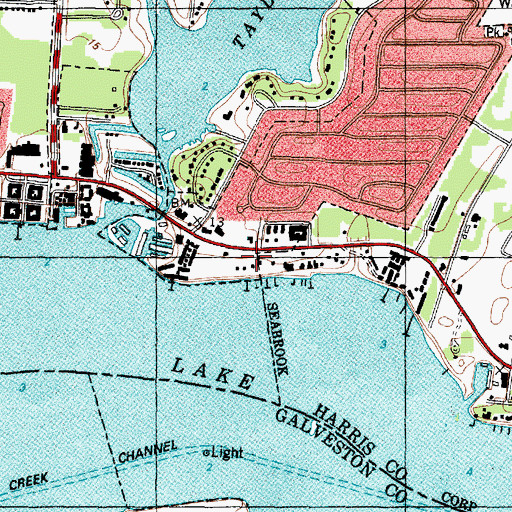 Topographic Map of Marina Bay, TX
