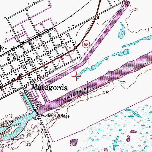 Topographic Map of Matagorda Harbor Marina, TX