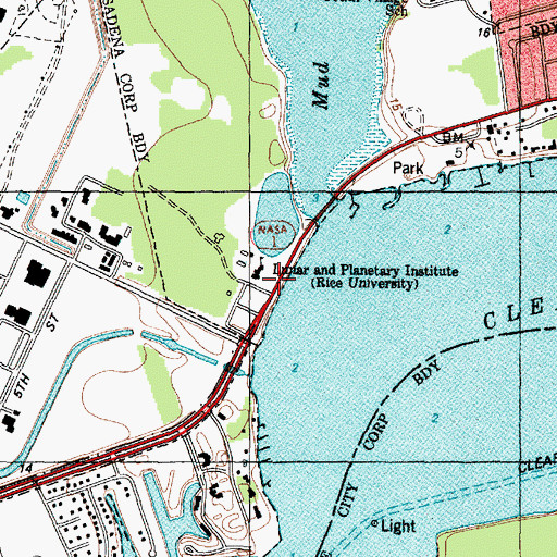 Topographic Map of Nassau Bay Hilton Marina, TX