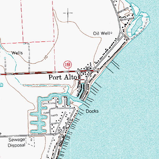 Topographic Map of Port Alto Boat Shed Marina, TX