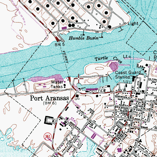 Topographic Map of Port Aransas City Marina, TX