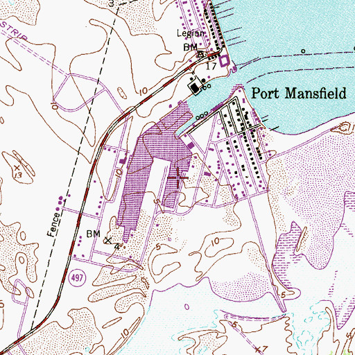 Topographic Map of Port Mansfield Boat Basin Marina, TX